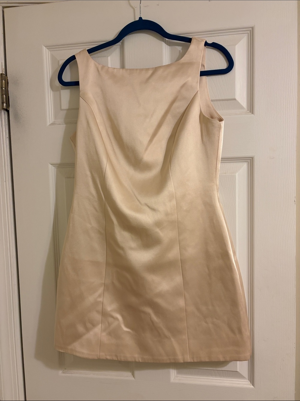 Astr Ivory Satin Mini Sheath Dress